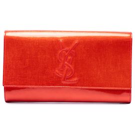 Clutch Saint Laurent Belle De Jour Large de charol texturizado monograma Orange