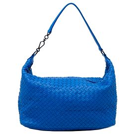 Borsa a tracolla Bottega Veneta in Nappa Intrecciato blu