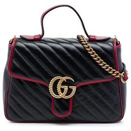 Gucci GG Marmont gesteppte Lederhandtasche in Schwarz mit Torchon-Griff, klein