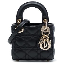 Dior Black Micro Lambskin Cannage Lady Dior