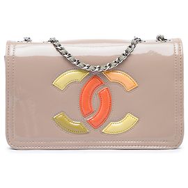 Chanel Beige CC Patent Lipstick Ligne Flap