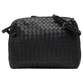 Bottega Veneta Borsa a tracolla Nodini in nappa Intrecciato nera