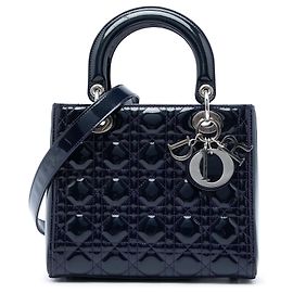 Dior Purple Medium Patent Cannage Lady Dior