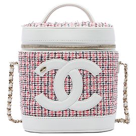 Necessaire Chanel in Tweed Rosso e Pelle di Agnello CC