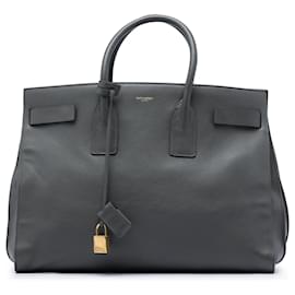 Saint Laurent Sac De Jour Tote Large in pelle di vitello liscia Grigio