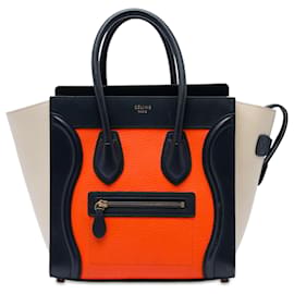 Céline Celine Luggage Tote Micro aus tricolor Leder in Orange