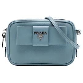 Borsa Camera Prada Blue Saffiano Fiocco Bow