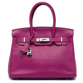 Hermès Birkin Retourne 30 en cuero Clemence púrpura
