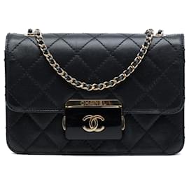 Chanel Black Mini Sheepskin Beauty Lock Flap