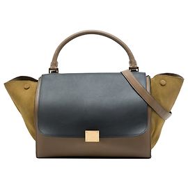 Céline Borsa Trapeze Celine Medium in vitello tricolore e camoscio marrone