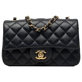 Chanel Blue Mini Rectangular Classic Lambskin Single Flap