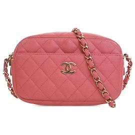 Borsa Camera Chanel Small CC Matelassé in Pelle Caviar Rosa