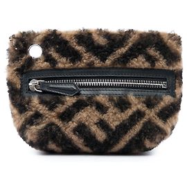 Pouch Pyramid Fendi Brown Zucca in shearling