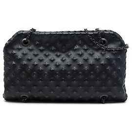 Borsa a tracolla duo Bottega Veneta in nappa nera con rifiniture Intrecciato e borchie