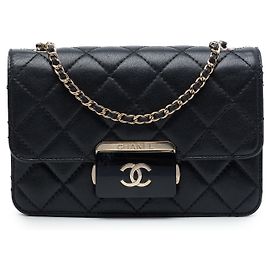 Chanel Black Mini Sheepskin Beauty Lock Flap