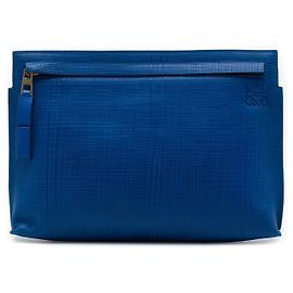 Clutch Anagram T in pelle blu LOEWE