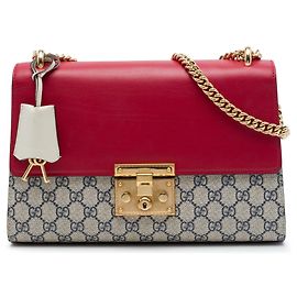 Borsa a tracolla Gucci Beige Medium GG Supreme con lucchetto