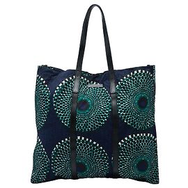 Burberry Prorsum bedruckte Nylon-Tote-Bag mit blauen Lederdetails