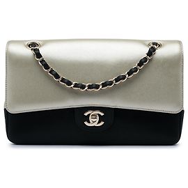 Chanel Gold Medium Classic Bicolor Caviar and Iridescent Calfskin Double Flap
