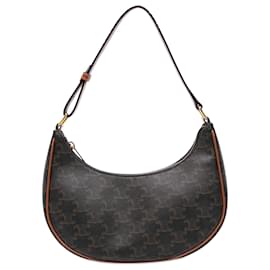 Céline Celine Ava Schultertasche aus beschichtetem Triomphe Canvas, braun, Medium