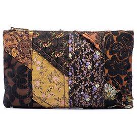 Clutch Prada in tela Broccato marrone con patch