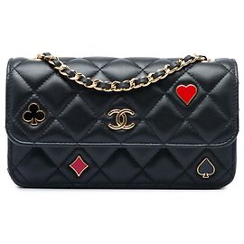 Chanel Black Quilted Lambskin Coco Casino Phone Holder on Chain