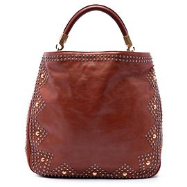 Saint Laurent Roady Hobo en cuir de veau clouté marron