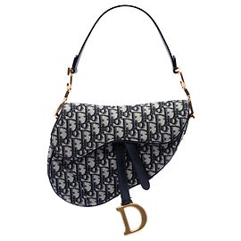 Borsa Saddle Dior in tela Oblique blu