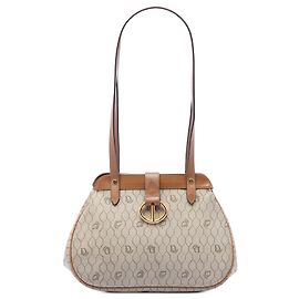 Dior Schultertasche aus beschichtetem Canvas in Beige Honeycomb