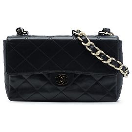 Chanel Black Medium Quilted Lambskin Resin Chain Single Flap