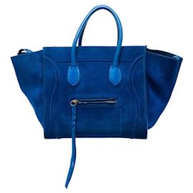 Céline Celine Blue Medium Suede Phantom Luggage Tote