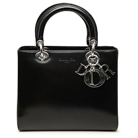 Dior Black Medium Glazed Calfskin Lady Dior