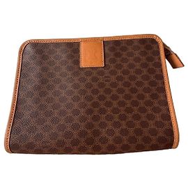 Céline Pochette Triomphe en toile enduite marron