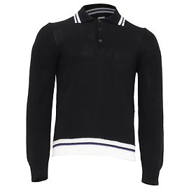 Salvatore Ferragamo Polo a maniche lunghe in maglia Ferragamo in viscosa nera