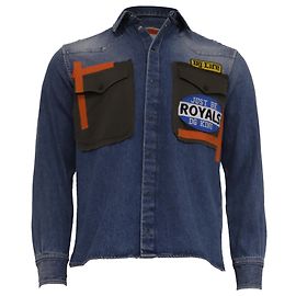 Camicia in denim Dolce & Gabbana DG Army Collection con patch in cotone blu