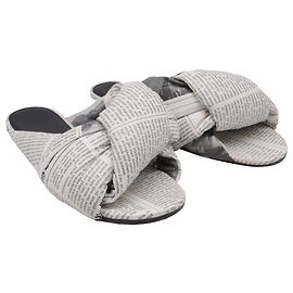 Balenciaga Drapy Newspaper Slide-Sandalen aus weißem Leder