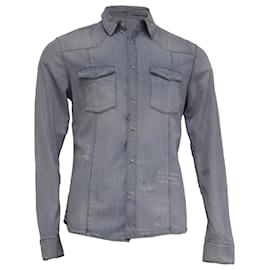 Givenchy Slim-Fit Denimhemd in Blue Cotton mit Distressed-Effekt