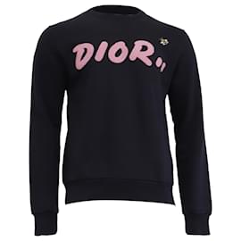 Dior x Kaws Crewneck Sweatshirt aus schwarzer Baumwolle
