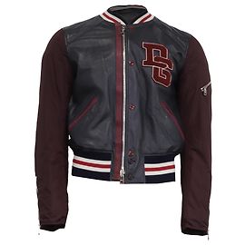Giacca Bomber Varsity Dolce & Gabbana con logo DG in pelle di agnello multicolore