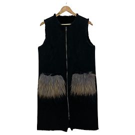 Autre Marque sfide Raccoon Fur Eco Mouton Vest Coat