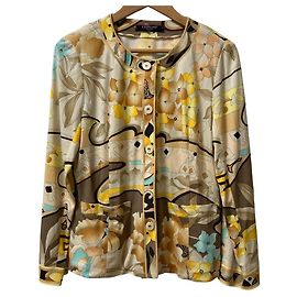 Autre Marque Chaqueta camisa elástica sin cuello con estampado floral LEONARD
