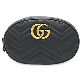 mala de cintura em couro Gucci GG Marmont