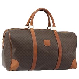 Céline CELINE Macadam Canvas Boston Bag PVC Leder Braun Gold