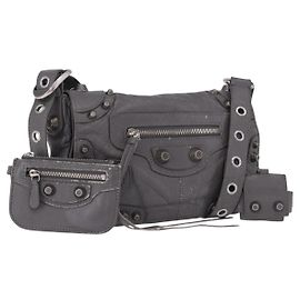 BALENCIAGA Le Cagole Shoulder Bag Leather 2way Gray Silver 719082
