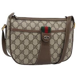 GUCCI GG Supreme Web Sherry Line Bag PVC Beige Gold 89 02 032