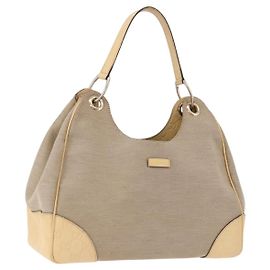 GUCCI GG Canvas Guccissima Hand Bag Leather Beige Gold 257268