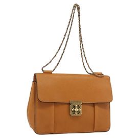 Chloé Chloe Elsie Schultertasche mit Kette, aus braunem Leder und Goldtönen, authentisch BA14148V