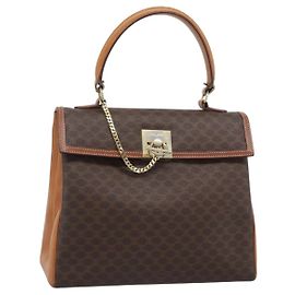 Céline CELINE Macadam Handtasche aus PVC und Leder, braun und gold, authentisch, Artikelnummer ep15431.