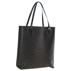 Céline CELINE Macadam Canvas, PVC und Leder Tragetasche, schwarz und gold, authentisch 191814V