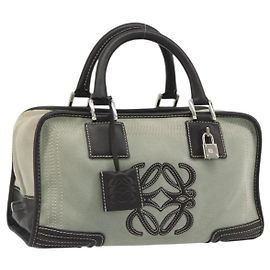Borsa a mano LOEWE Amazona 28 in pelle scamosciata grigio-marrone autentica yk20662V